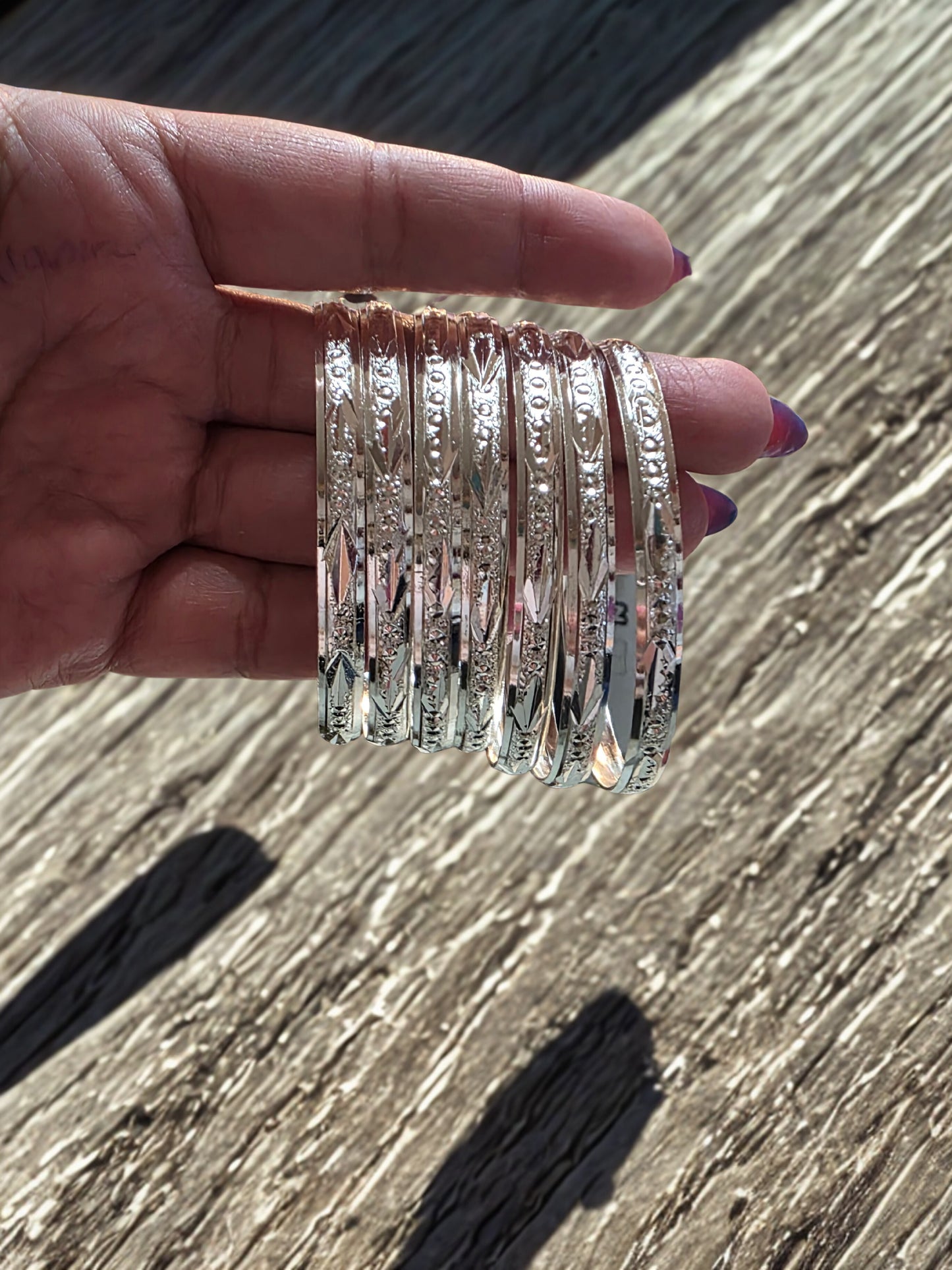 Elegant Textured Bangle Set – Available in Gold & Silver
