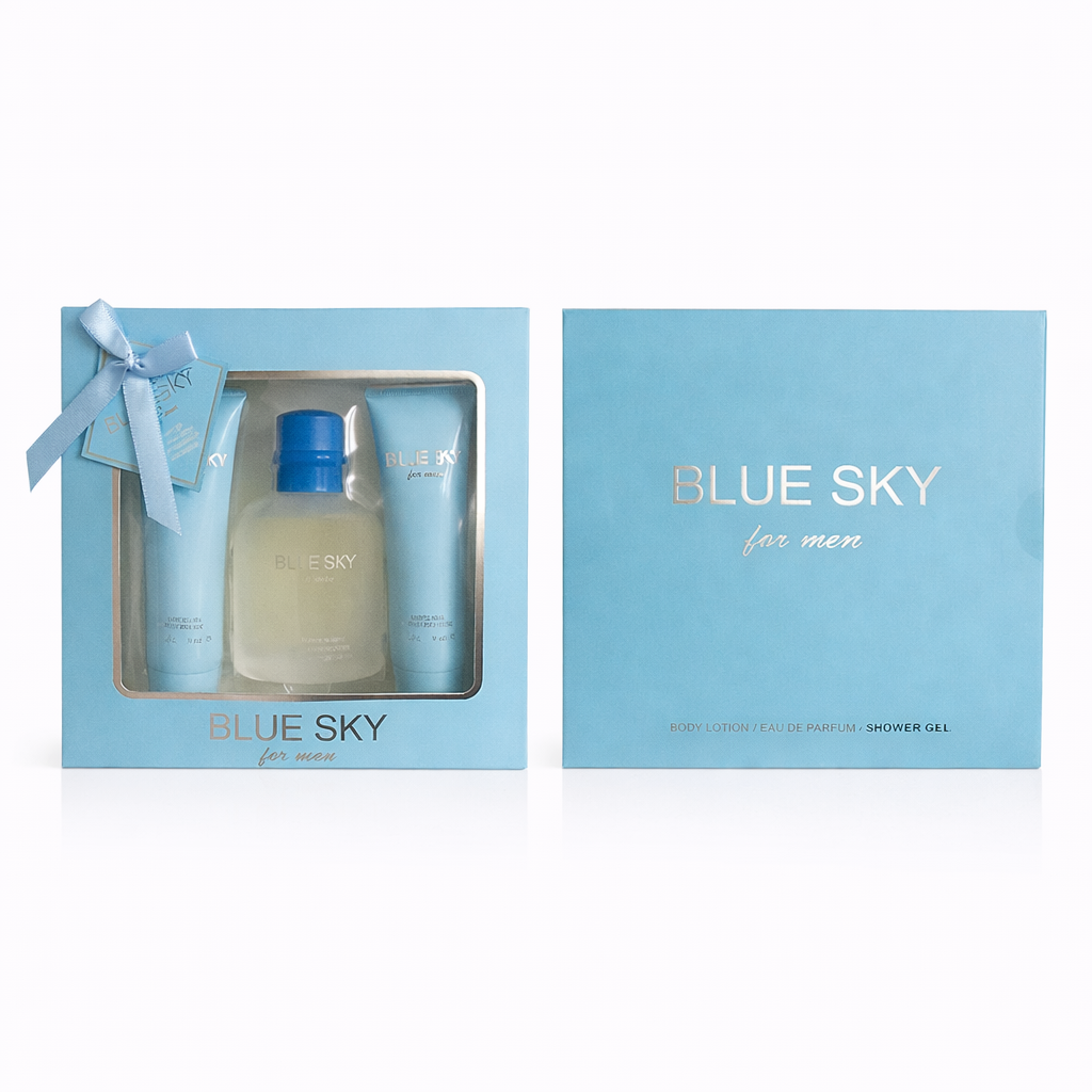 Blue Sky👖Estuche de regalo de Eau de Parfum, gel de ducha y loción de 3 piezas