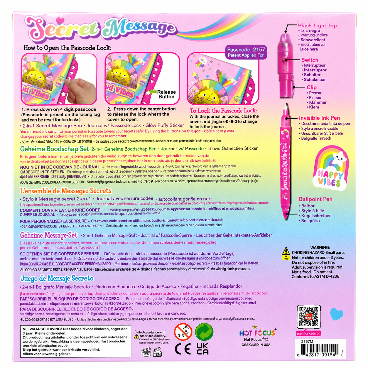 Hot Focus Secret Message Journal Set β Rainbow