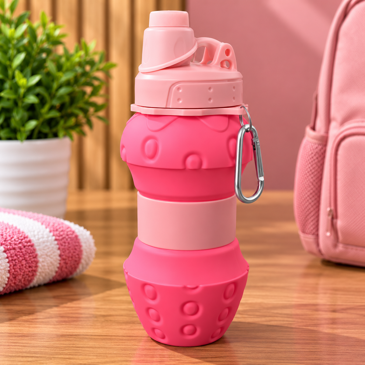 Collapsible Strawberry Water Bottle