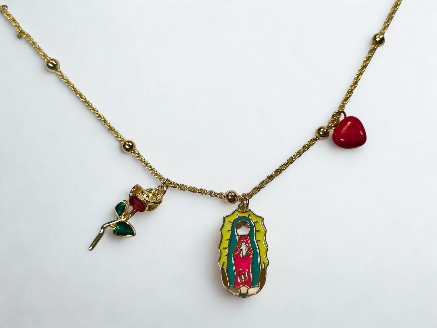 🌹 Virgen de Guadalupe Charm Necklace – Faith & Style in One
