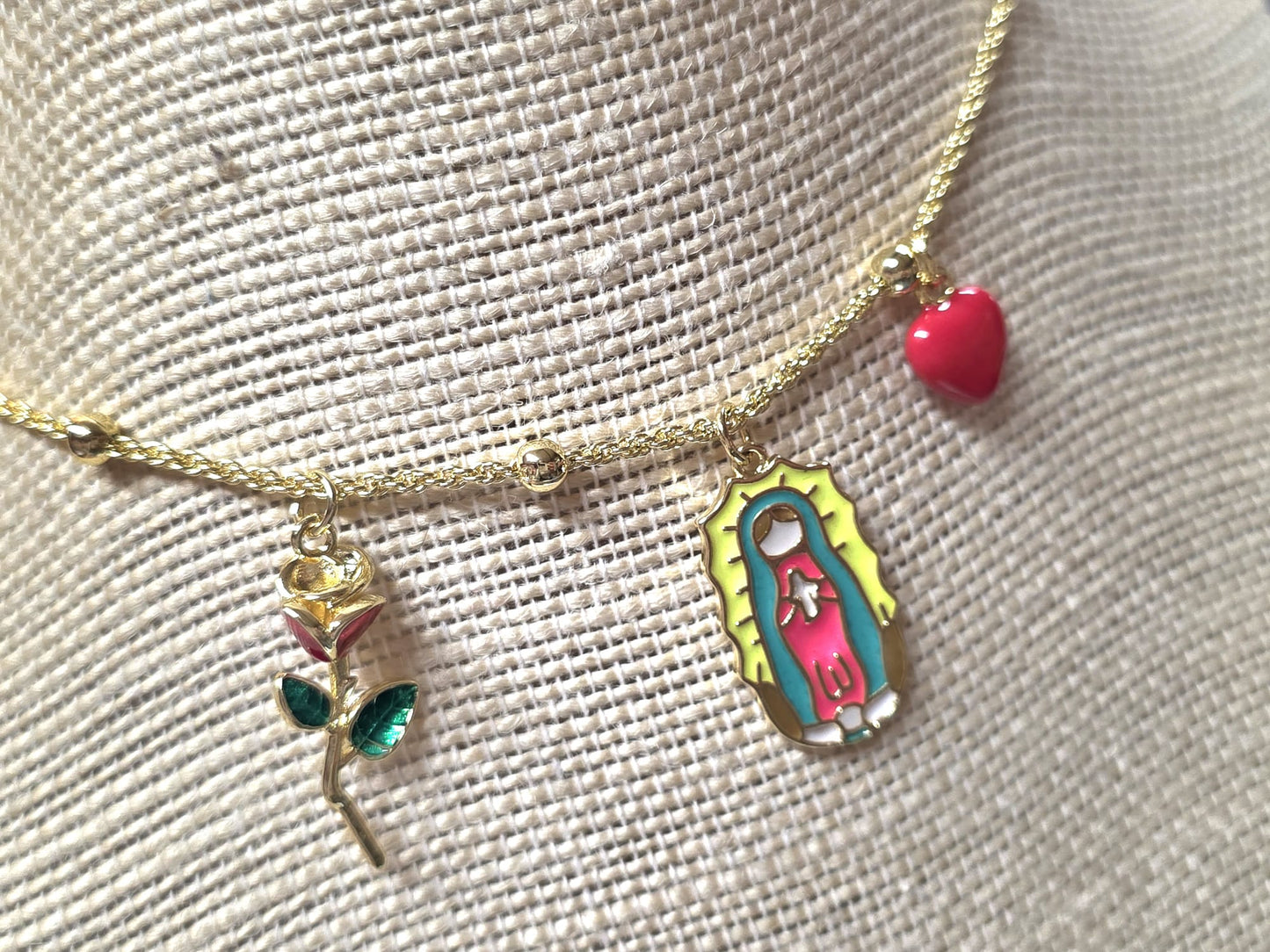 🌹 Virgen de Guadalupe Charm Necklace – Faith & Style in One