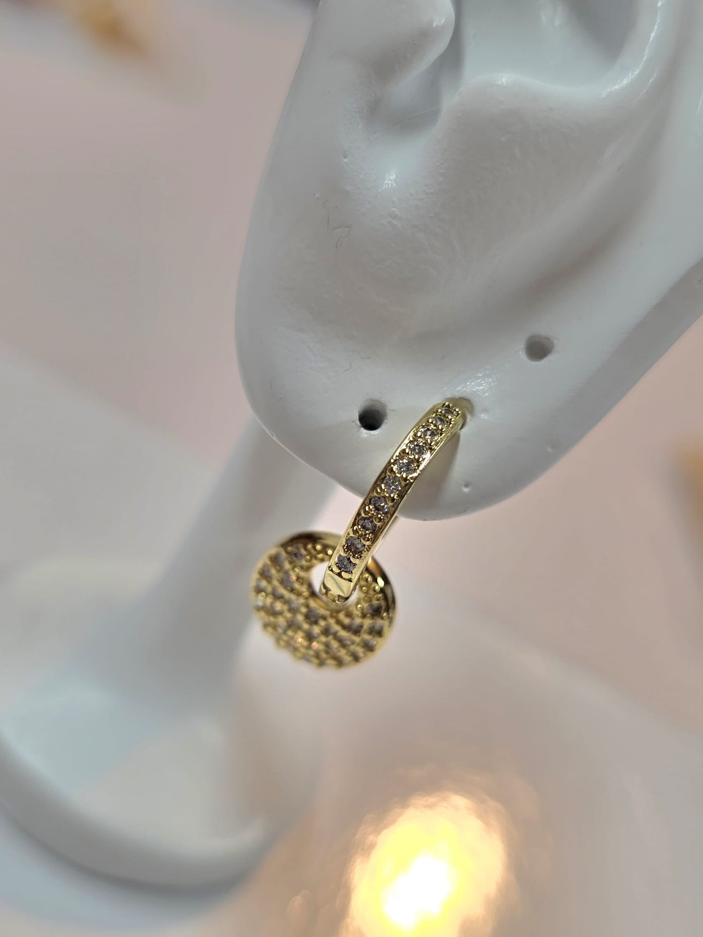 ✨ Round Pavé Drop Earrings – Gold & Silver Options