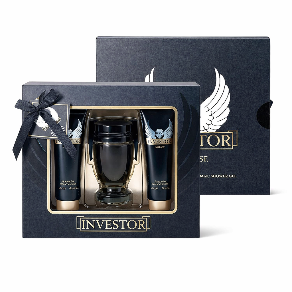 Investor🏆 Estuche de regalo de 3 piezas: Eau de Parfum, gel de ducha y loción