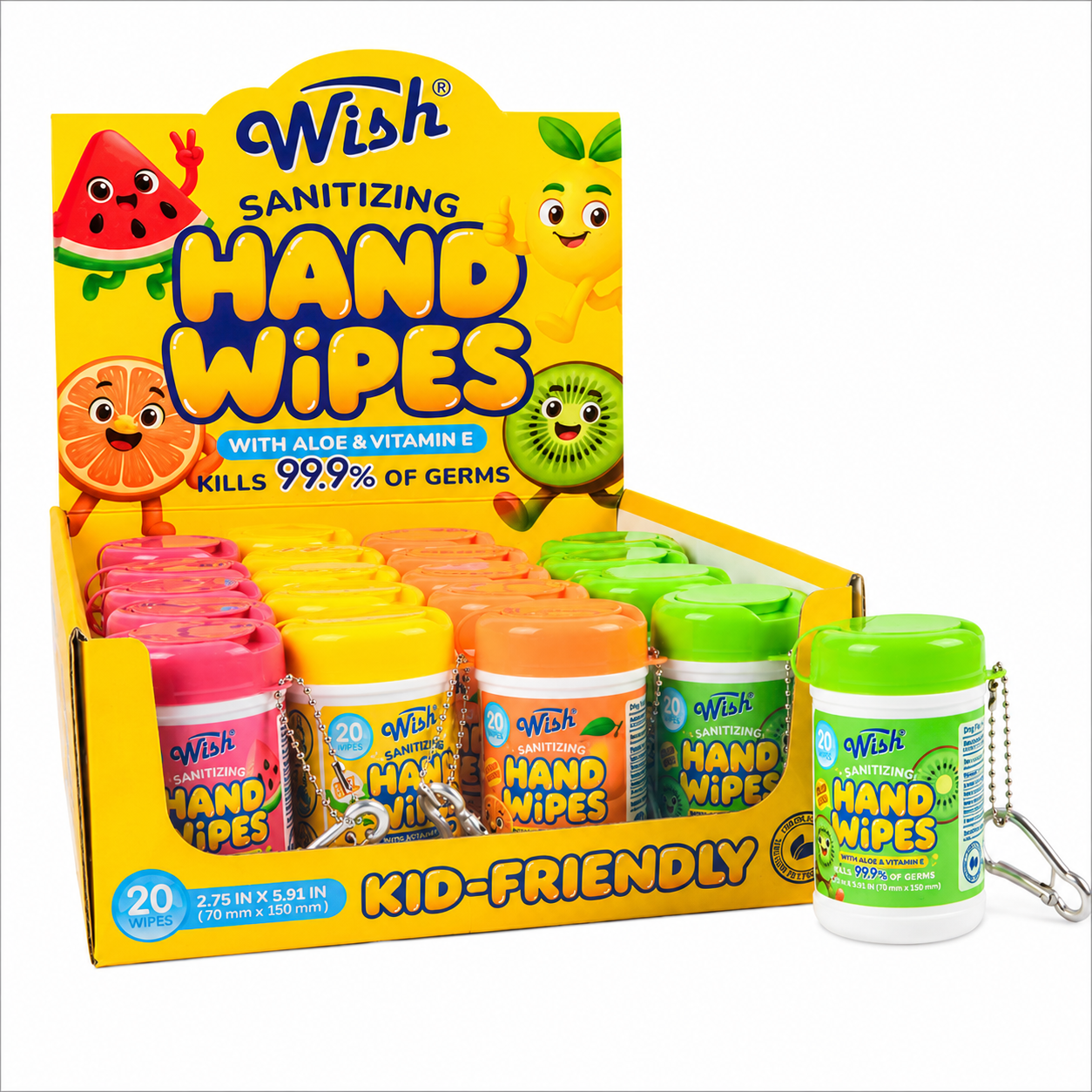 Wish Sanitizing Hand Wipes & Keychain 🍋🟩