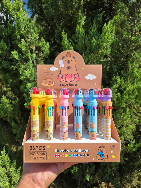 🐹 Capybara 10-Color Ballpoint Pens – 36 pcs