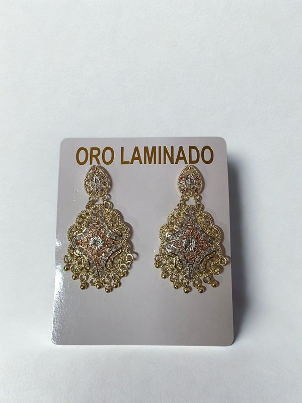 Laminated Gold Filigree Drop Earrings