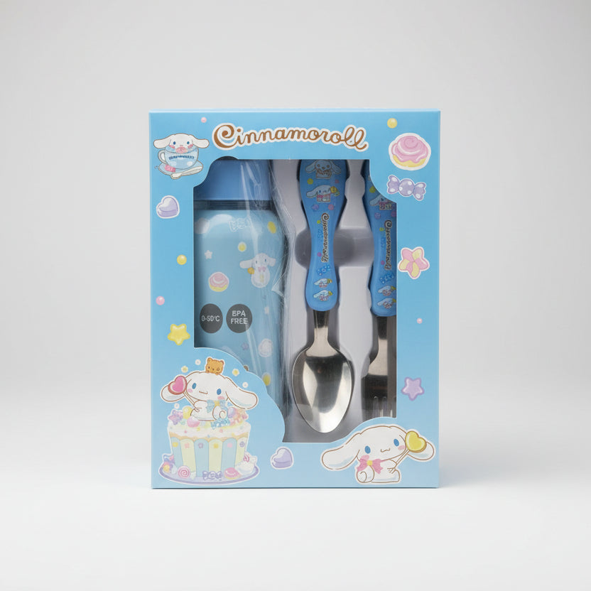 Kids Character Stainless Steel Bottle & Utensil Set
