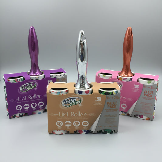 Fresh Start Lint Roller Value Pack – 1 Roller + 2 Refills (198 Sheets)