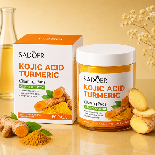 SADOER Kojic Acid Turmeric Cleaning Pads – Deep Cleansing Exfoliating Pads (50 Pads)