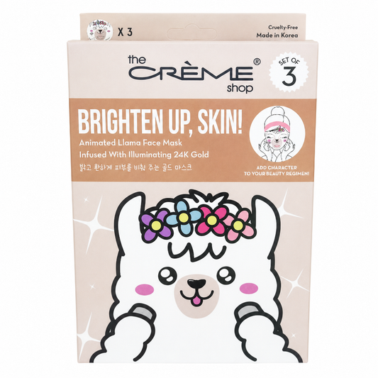 The Crème Shop Brighten Up, Skin! Mascarilla animada de llama – Juego de 3 🦙✨