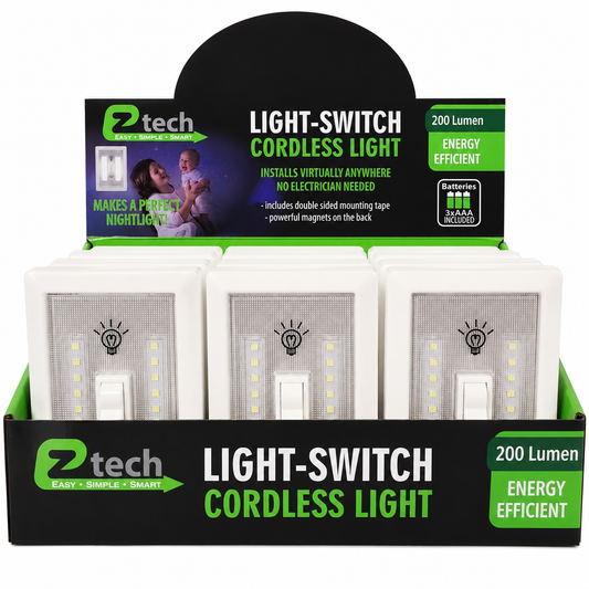 Ztech 200 Lumen Cordless LED Light Switch – Battery Powered Stick-On Light