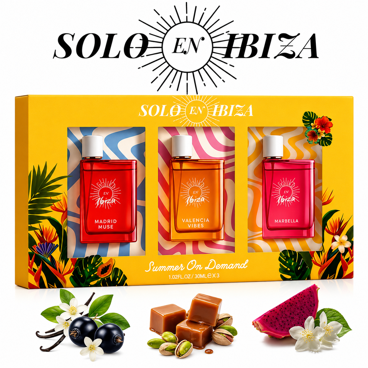 Estuche de regalo de perfume para mujer Solo En Ibiza - Spray Eau de Parfum de 3 x 30 ml