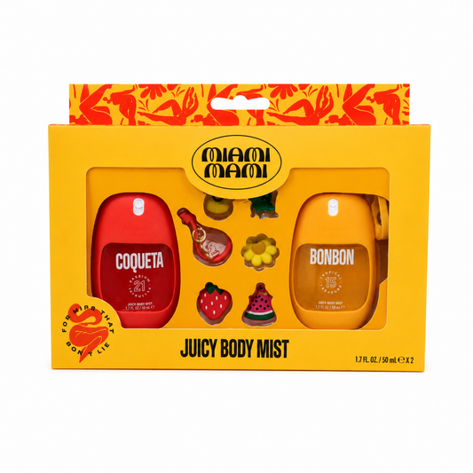 Miami Mami "Coqueta" and "Bonbon" Body Mist (1.7 oz) with Silicone Pocket Holder & Charms