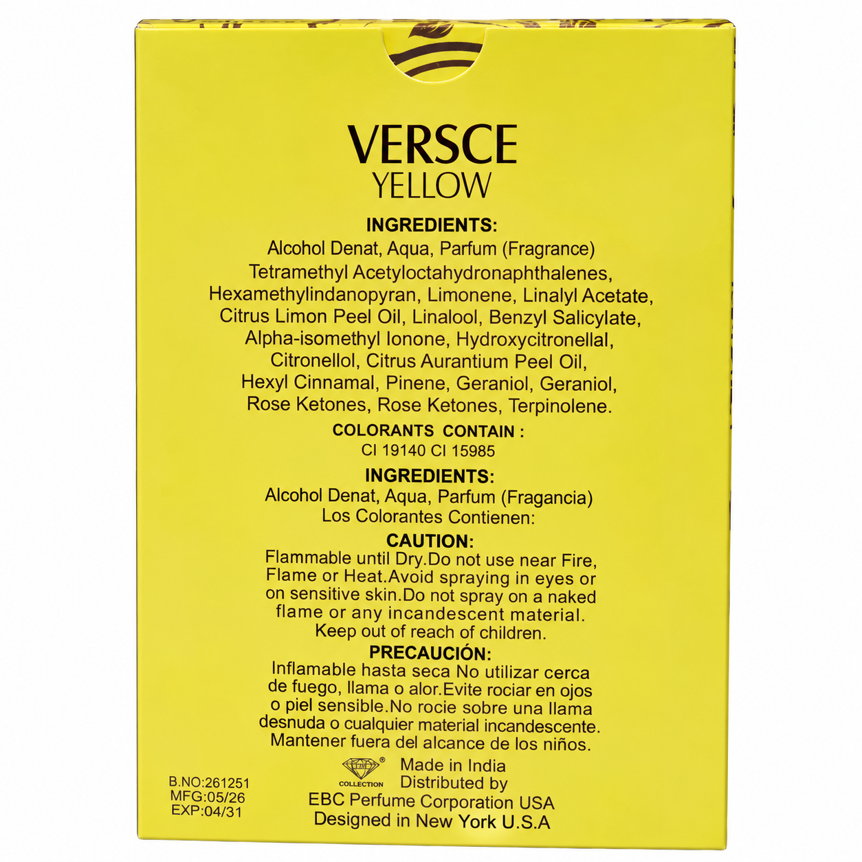 Versce Yellow – Eau de Parfum 100ml / 3.4 oz