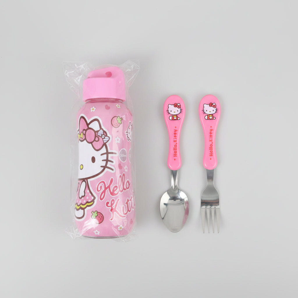 Kids Character Stainless Steel Bottle & Utensil Set