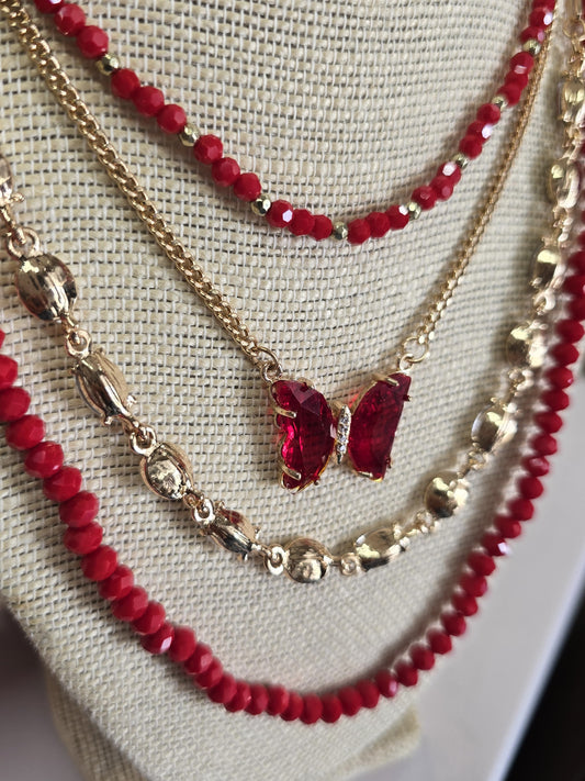Butterfly Layered Necklace Set