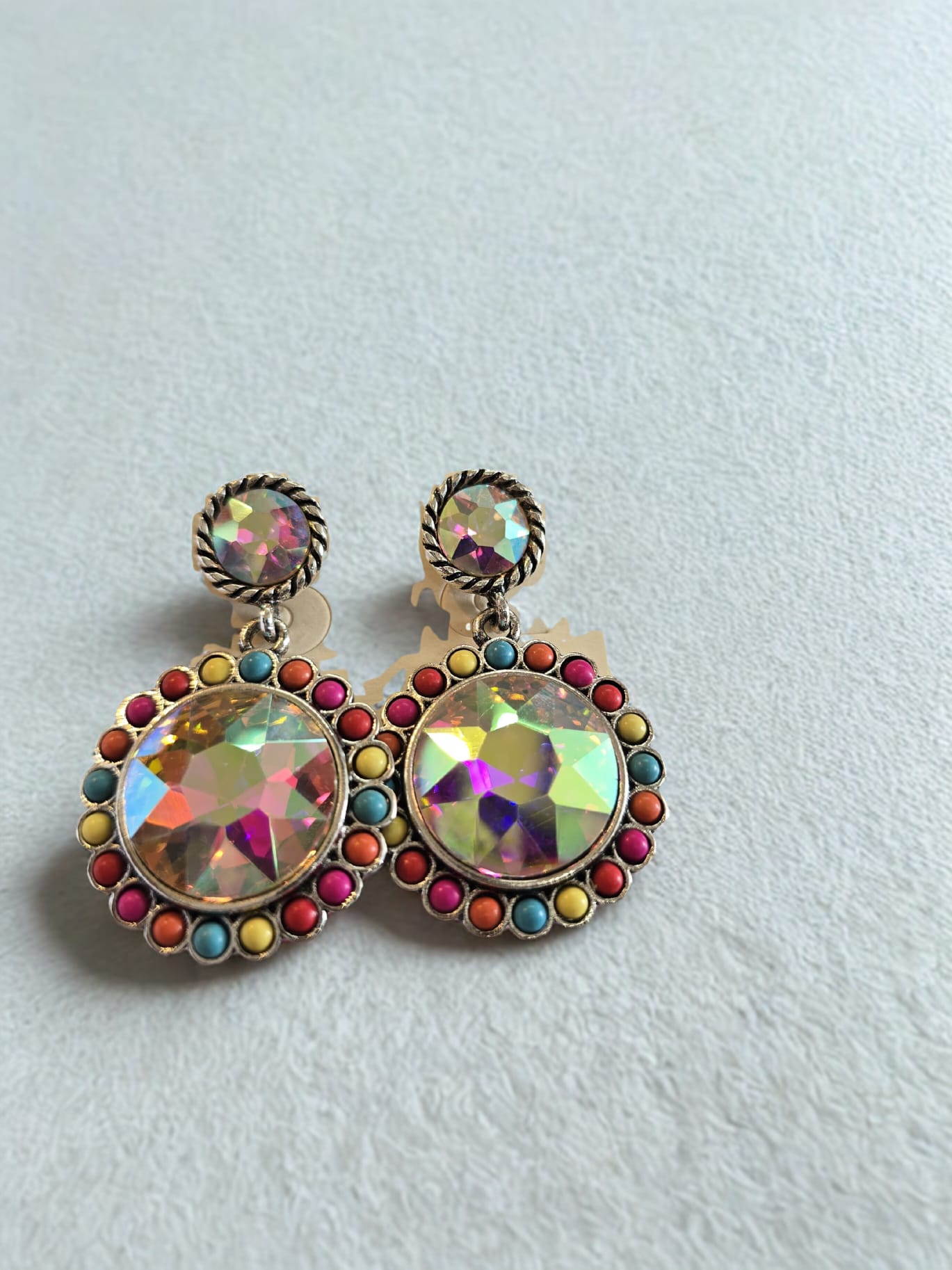 Rainbow Crystal Statement Earrings