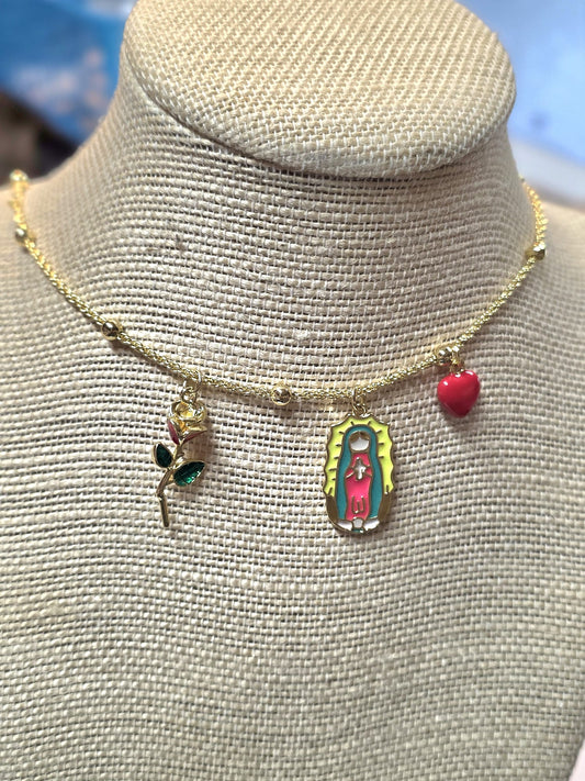 🌹 Virgen de Guadalupe Charm Necklace – Faith &amp; Style in One