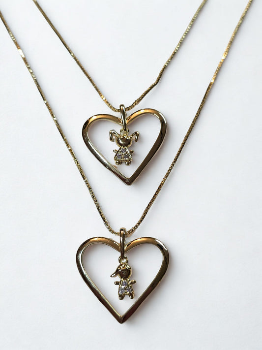💛 Mommy &amp; Me Heart Necklace Set