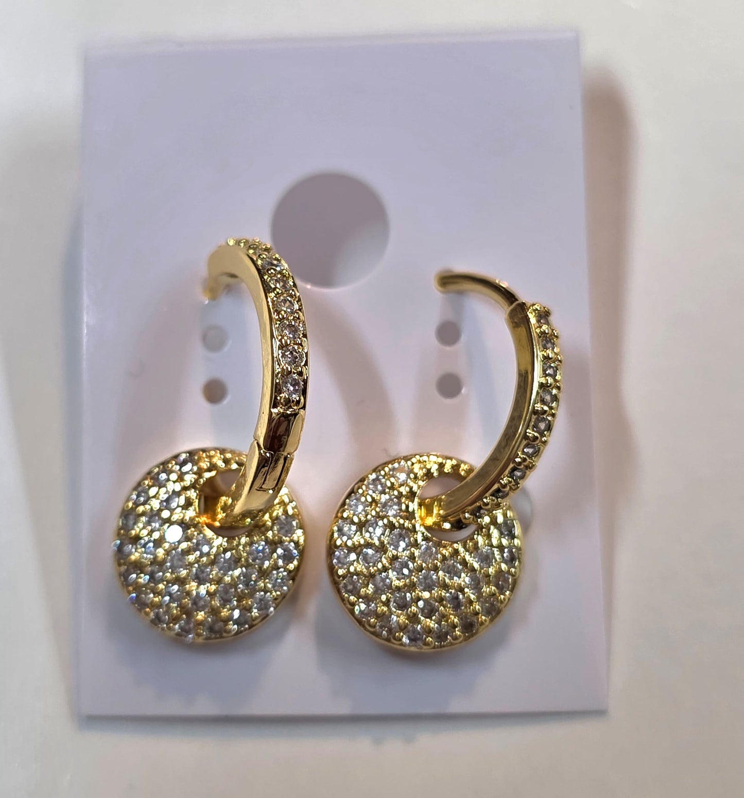 ✨ Round Pavé Drop Earrings – Gold &amp; Silver Options