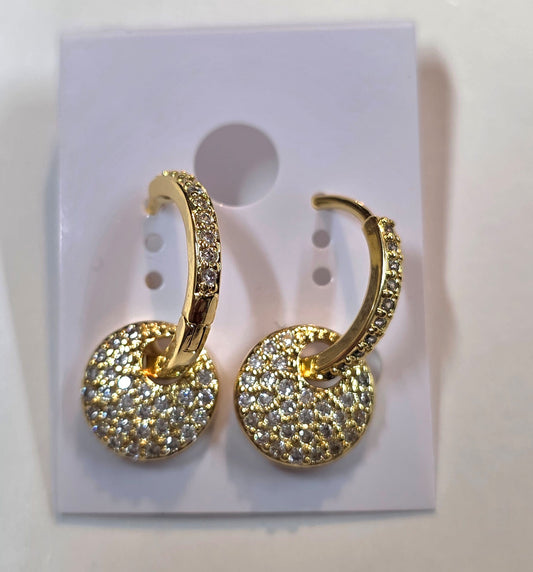 ✨ Round Pavé Drop Earrings – Gold &amp; Silver Options