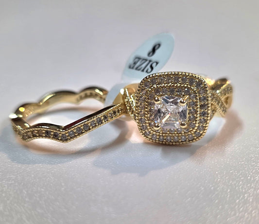 💍 Double Band Gold-Tone Ring Set