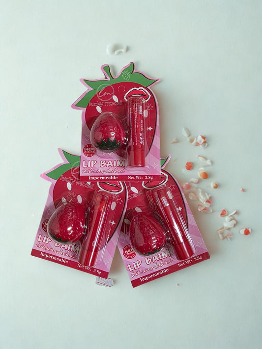 ✨ Strawberry Lip Balm Set – Lucky Model (2pcs)