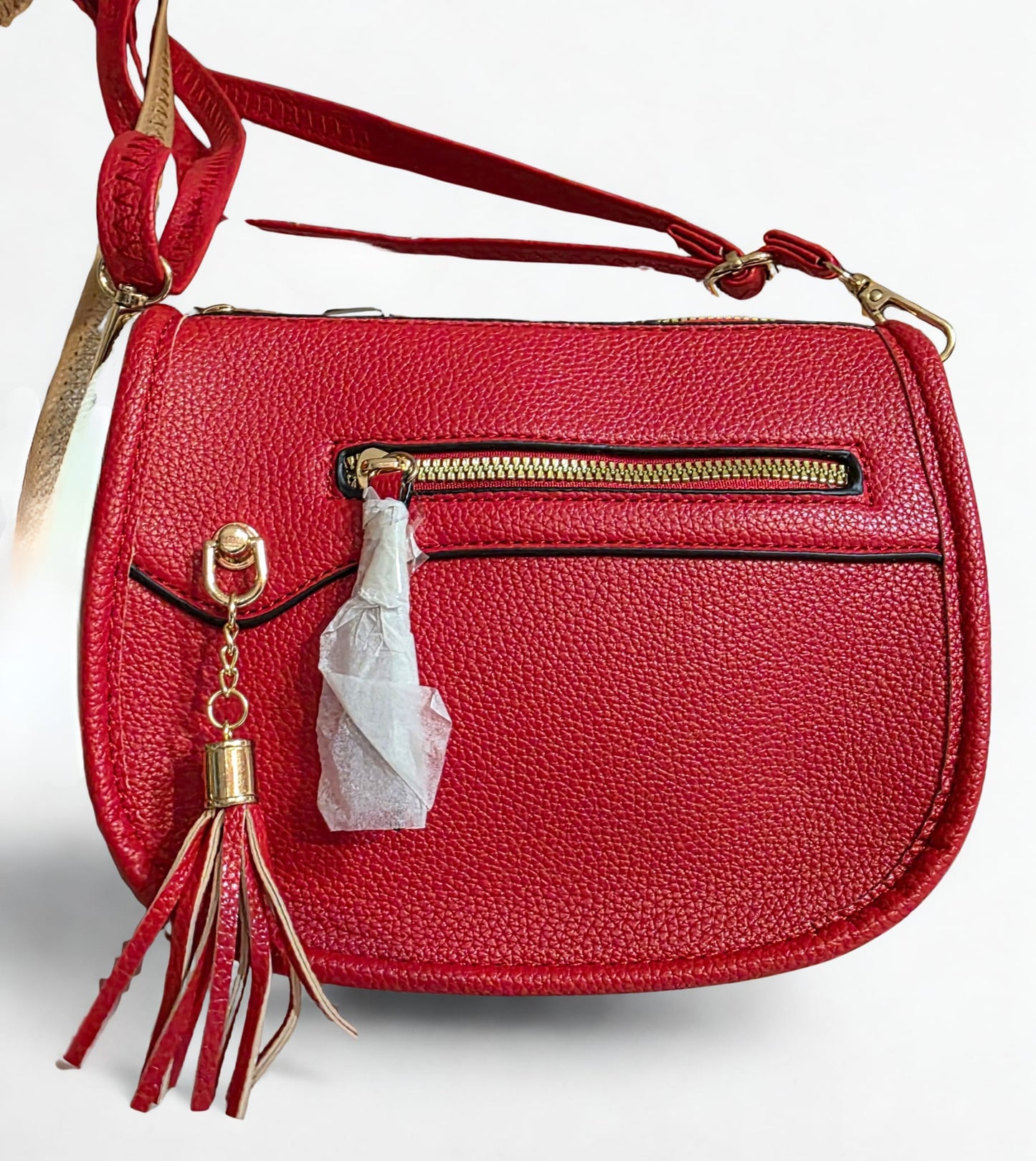 ✨ Elegant Vegan Leather Saddle Crossbody Bag with Tassel – Multiple Colors