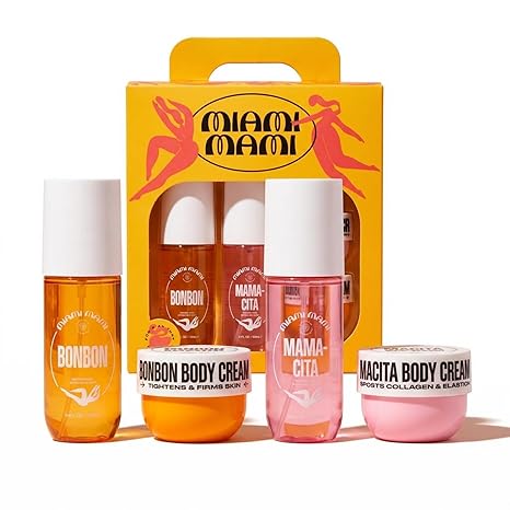 Miami Mami Beach Please Gift Set, Mamacita Body Mist and Cream, Bonbon Body Cream, 3-Piece Beauty Set