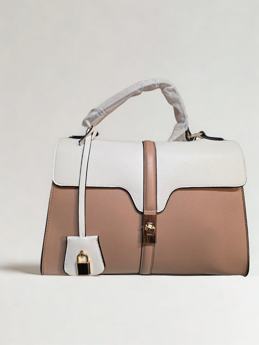 Elegant Two-Tone Structured Handbag