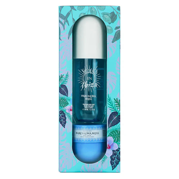 Set de 2 piezas Barcelona Bliss, Cofre de regalo con bruma de fragancia y crema corporal Solo En Ibiza