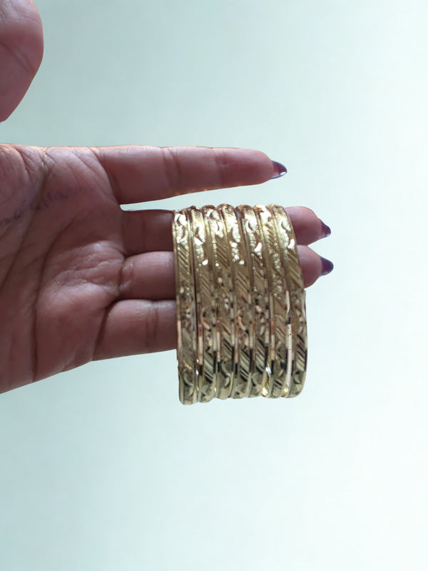 Elegant Textured Bangle Set – Available in Gold &amp; Silver