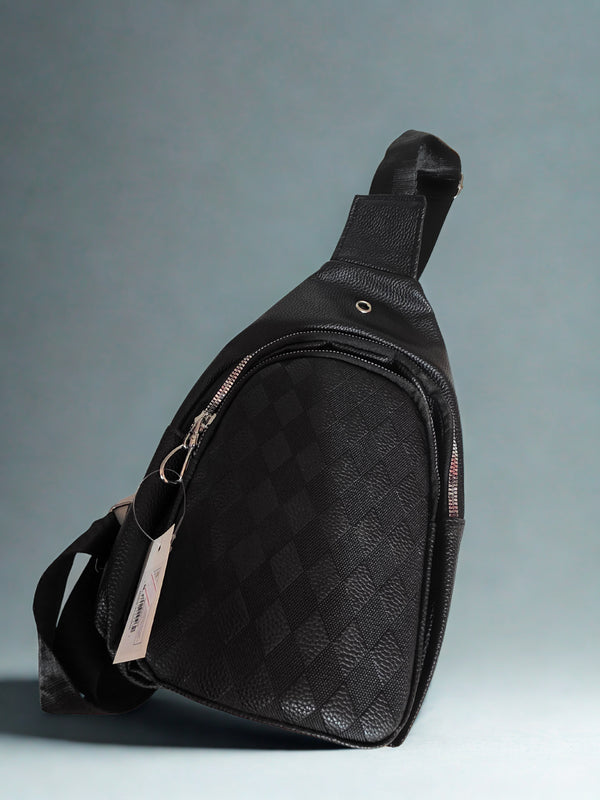 Black Checkered Crossbody Sling Bag