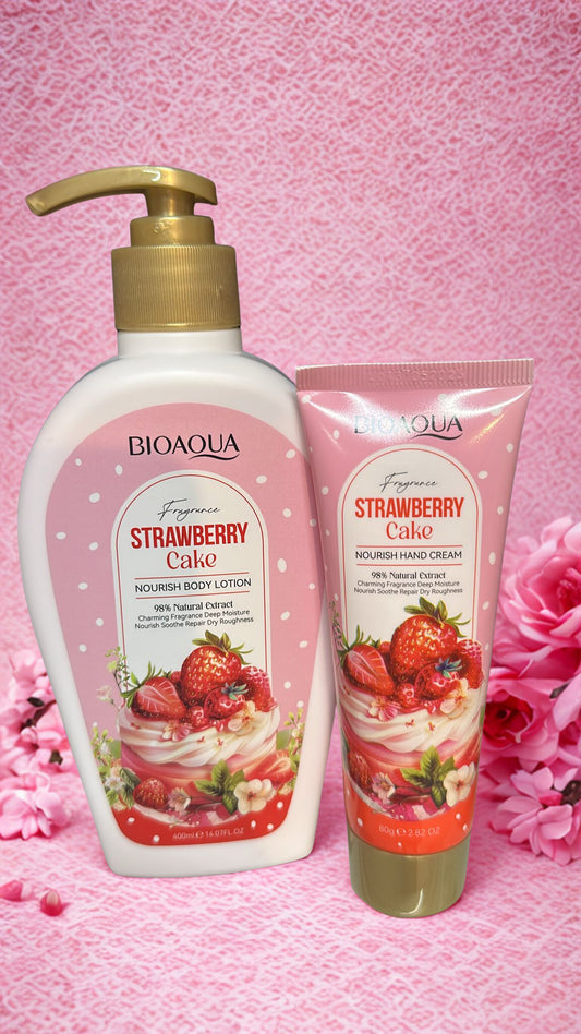 🍓 Strawberry Cake Body Lotion & Hand Cream Set