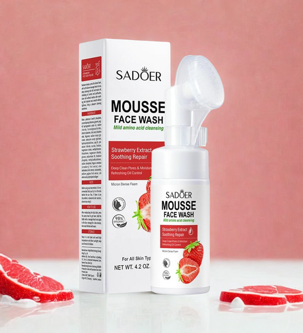 🍓 Sadoer Strawberry Mousse Face Wash – Deep Clean & Soothing Repair (120ml / 4.2oz)